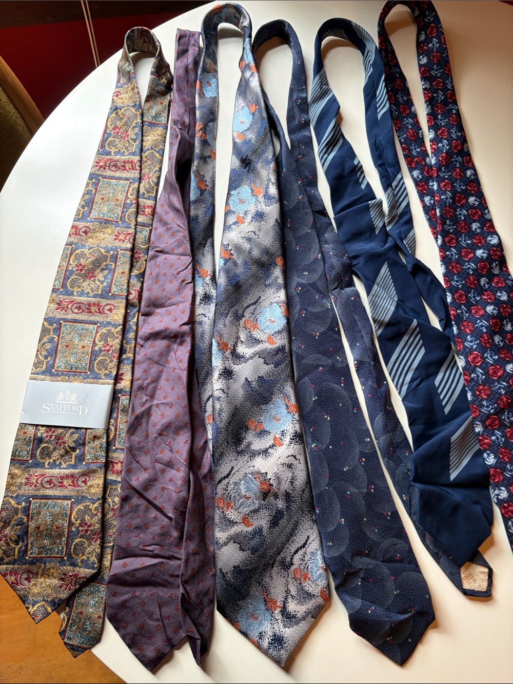 Vintage Men’s Italian Silk Neckties - Navy, Blue, Purple and Patterned Styles
